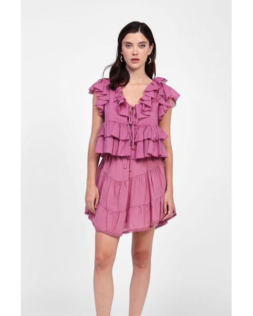 Gonna Corta Con Balze Delicate di Dixie in Pink