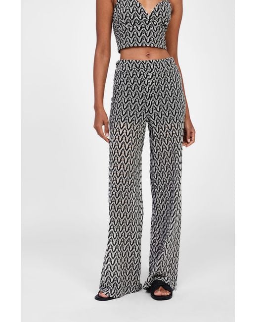 Pantalon Évasé À Motif Zigzag Dixie en coloris White