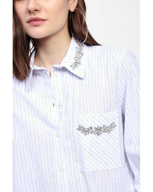 Camicia A Righe Con Bijouz di Dixie in White