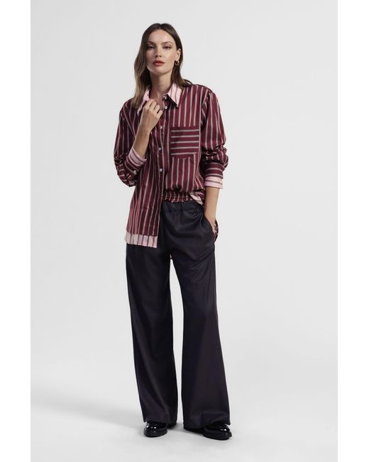 Pantalon Palazzo Taille Haute Avec Ceinture Élastique Contrastante Dixie en coloris Blue