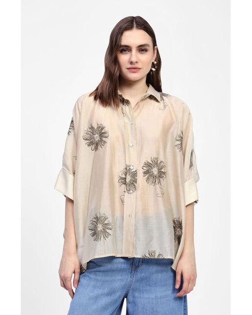 Camicia Con Colletto Classico Stampata di Dixie in Natural