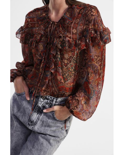 Camicia A Stampa Floreale Con Maniche Lunghe di Dixie in Brown