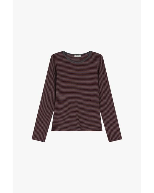 T-Shirt A Righe Con Maniche Lunghe E Scollo Rotondo di Dixie in Purple