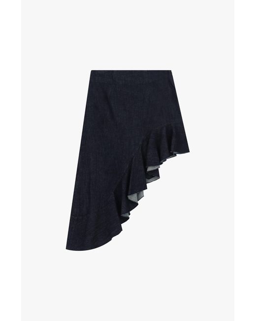 Jupe Midi Asymétrique À Volant Et Taille Haute Dixie en coloris Blue