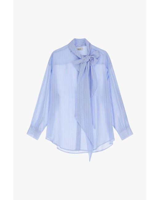 Camicia Con Fiocco E Righe Sottili di Dixie in Blue