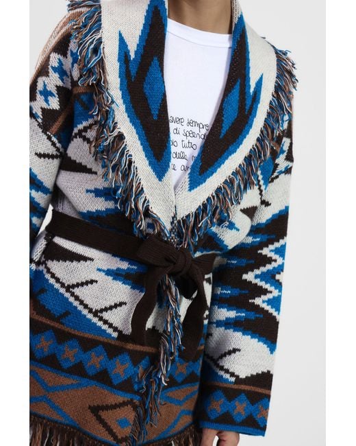 Cardigan Con Frange E Cintura di Dixie in Blue