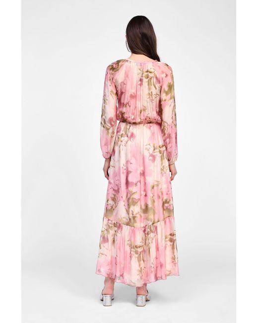Robe Longue Imprimée À Boutons Dixie en coloris Pink