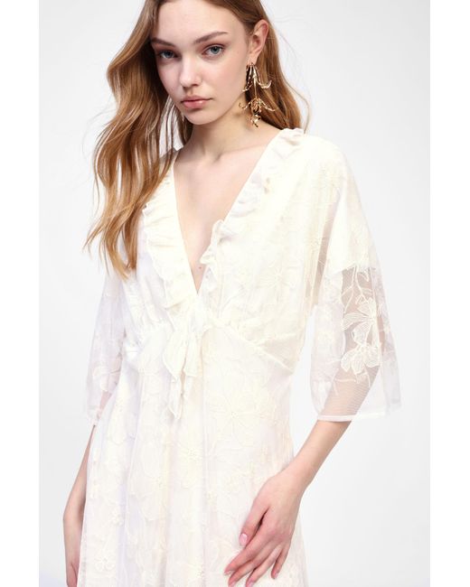 Robe Midi Avec Manches Transparentes Dixie en coloris White