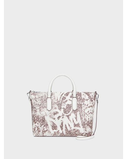 DKNY Thompson Small Graffiti Satchel in White Lyst