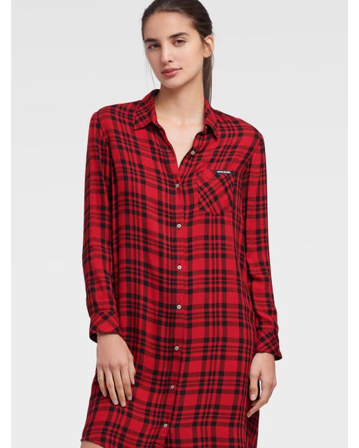 black and red plaid shirt dress