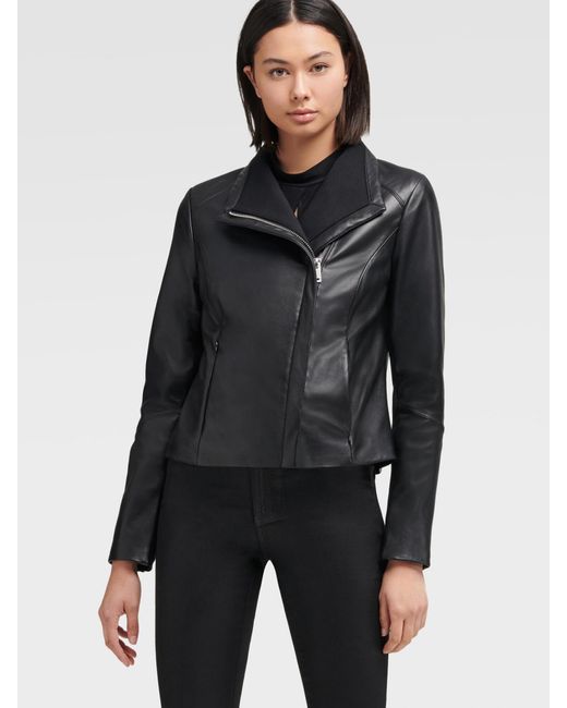 plain black leather jacket