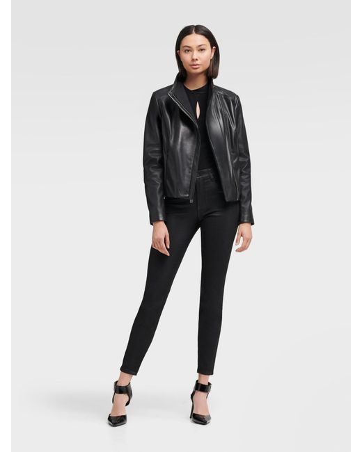 dkny leather coat