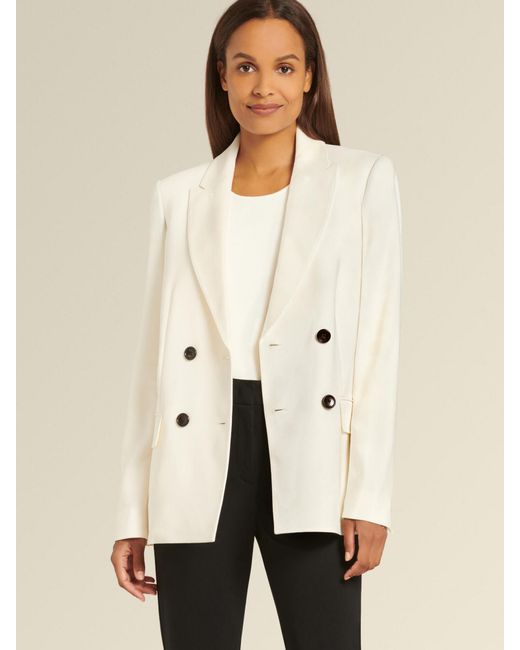 DKNY Synthetic Donna Karan Double Breasted Blazer in Cream (Natural) - Lyst