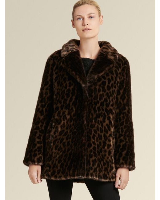Dkny Donna Karan Leopard Print Faux, Faux Mink Leopard Fur Coat