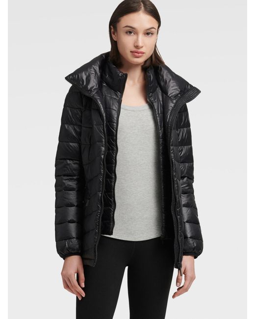 DKNY Packable Quilted Jacket in Black - Lyst