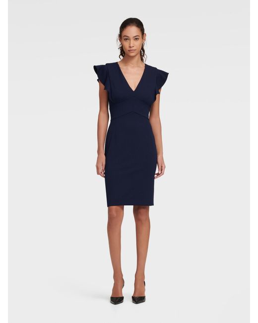 DKNY Synthetic Sheath Dress With Ruffle 