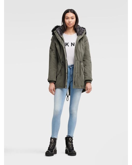 dkny fur trimmed hooded parka