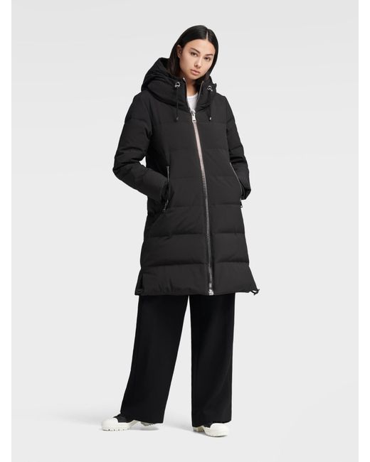 dkny black longline puffer coat