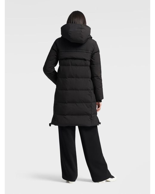 dkny black longline puffer coat