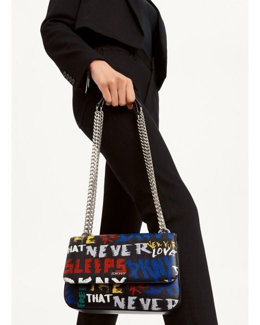 DKNY Leather Gramercy Sina Shoulder Bag Flap in Black Lyst