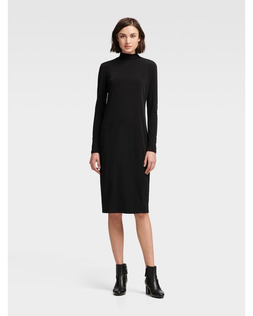 DKNY Synthetic Mock Turtleneck Dress in Black - Lyst