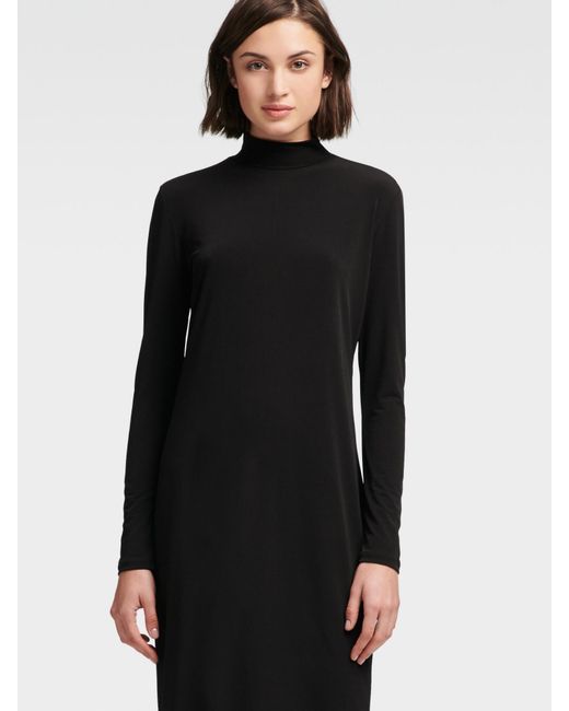 black fitted turtleneck top