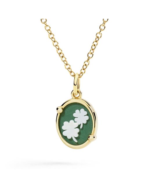 Dodo Green Four-Leaf Clover Cameo Charm