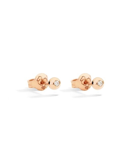 Dodo Pink Rose & Diamond Bollicine Stud Earrings