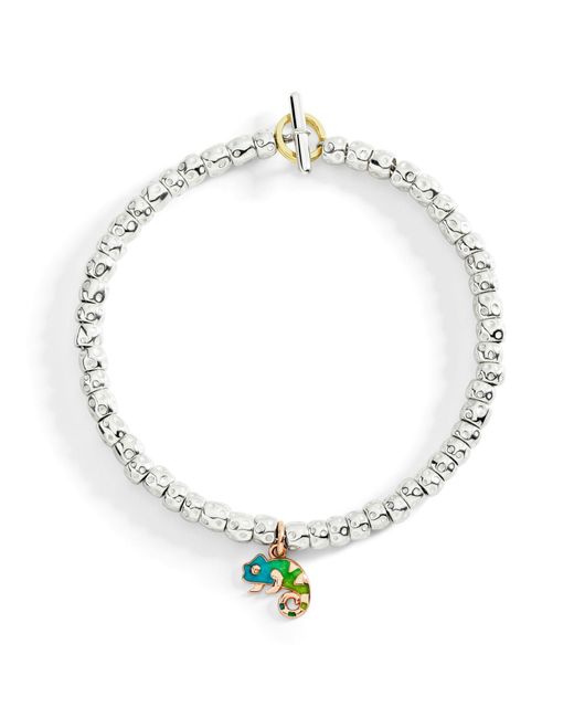 Dodo Blue Rose & Enamel Chameleon Charm
