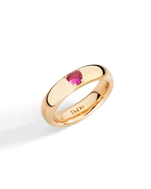 Dodo Metallic Rose & Synthetic Ruby Heart Ring
