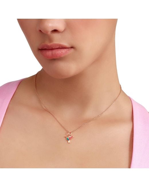 Dodo White Rose & Enamel Hummingbird Charm