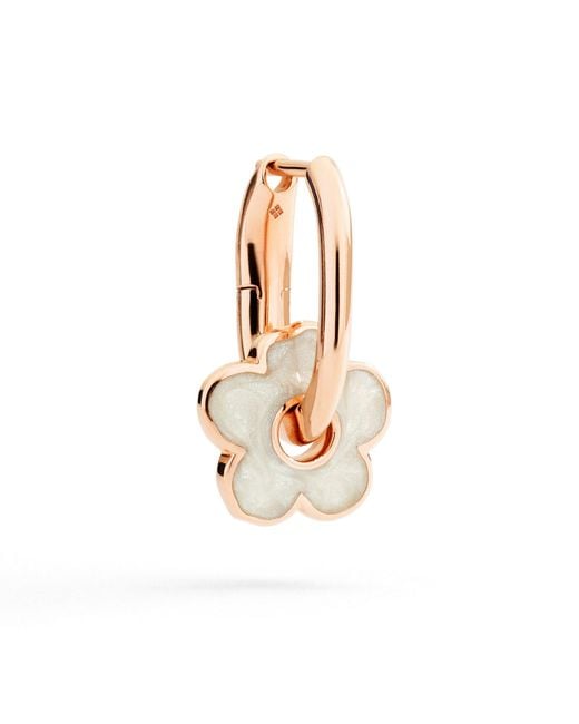Dodo Metallic Rose & Enamel Flower Hoop Earring