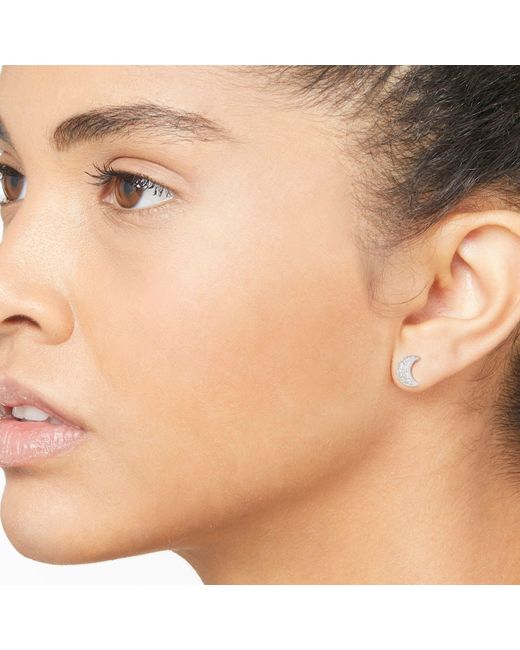 Dodo White Diamond Moon Stud Earring