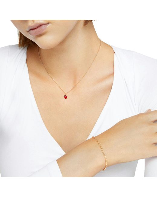 Dodo Red Rose & Ceramic Mini Ladybug Necklace