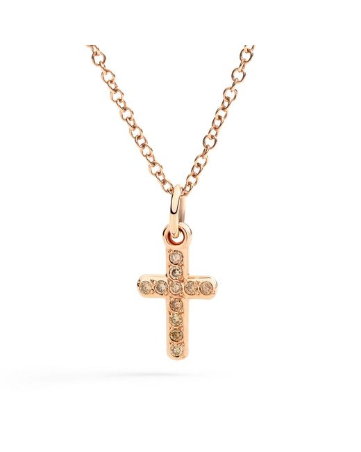 Dodo Metallic Rose Cross Charm & Diamonds