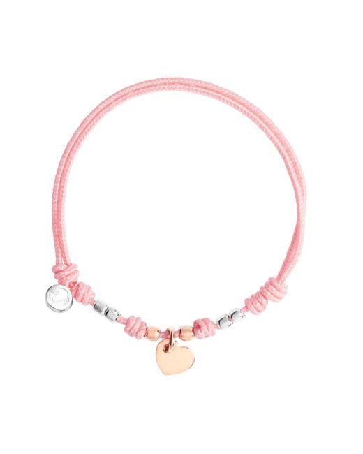 Bracelet Cordon Mini Cœur Dodo en coloris Pink