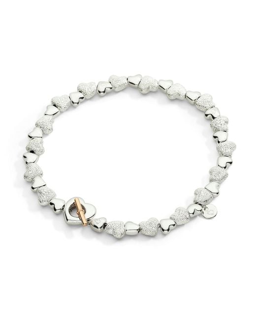 Dodo Metallic Sterling Heart Bracelet With Sterling Diamond-Cut Components