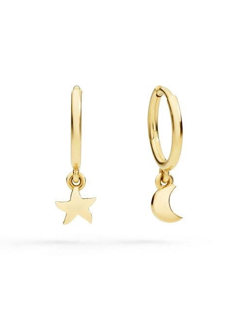 Dodo Metallic Star & Moon Hoop Earrings