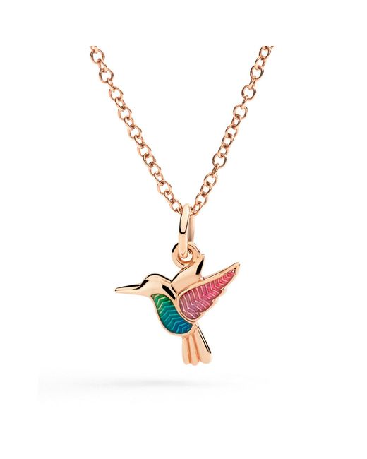 Dodo White Rose & Enamel Hummingbird Charm