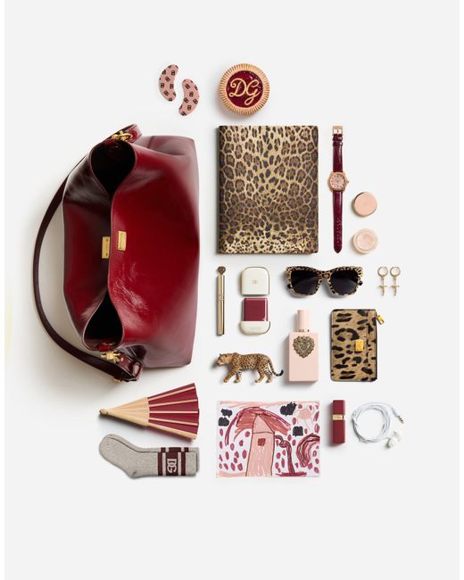 Dolce & Gabbana Red Large Vittoria Calfskin Shoulder Bag