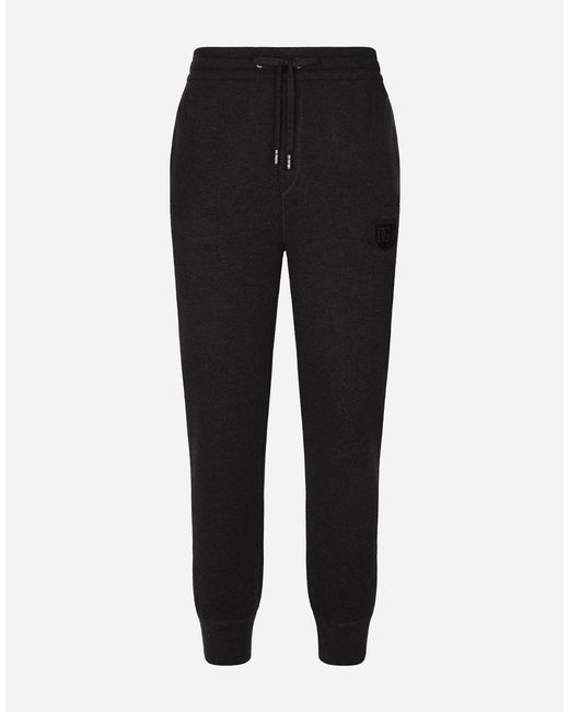 Dolce & Gabbana Black Wool Jogging Pants for men