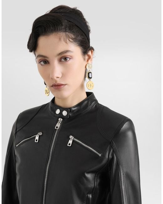 Dolce & Gabbana Black Leather Biker Jacket