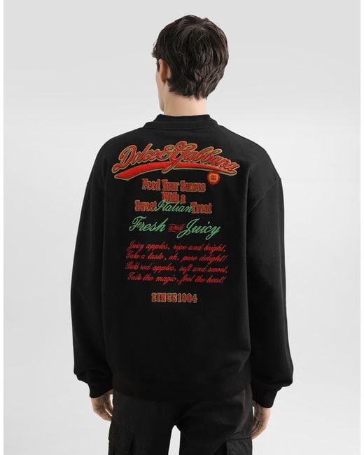 Dolce & Gabbana Black Sweatshirt With Print And Embroidery for men