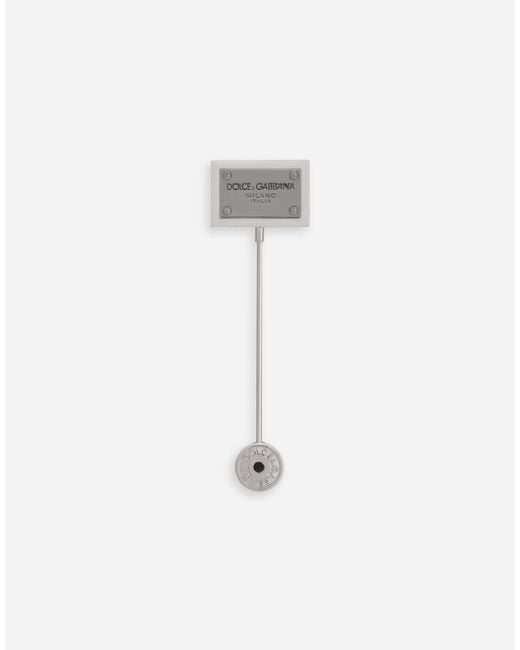 Dolce & Gabbana White Dg Logo Tag Lapel Pin for men