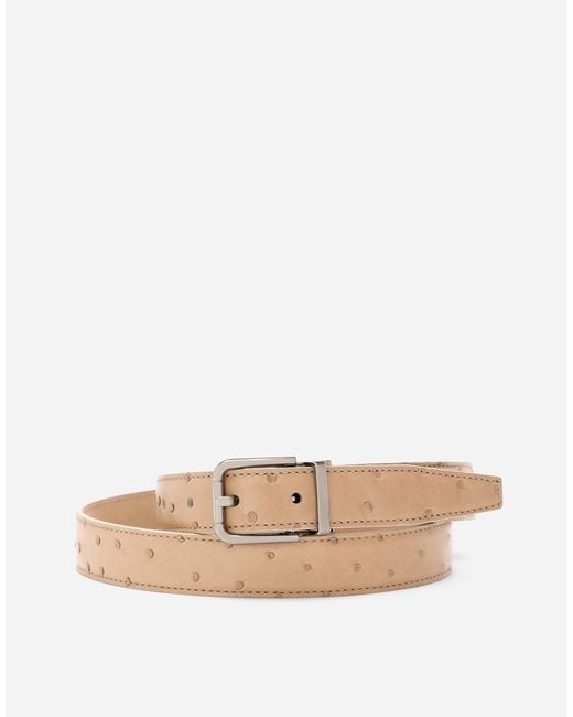 Dolce & Gabbana White Ostrich Leather Belt for men