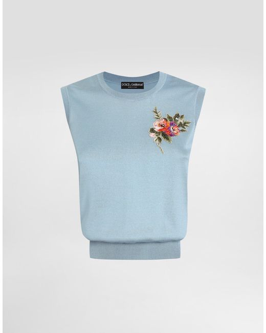 Dolce & Gabbana レディース ブルー Silk Tank Top