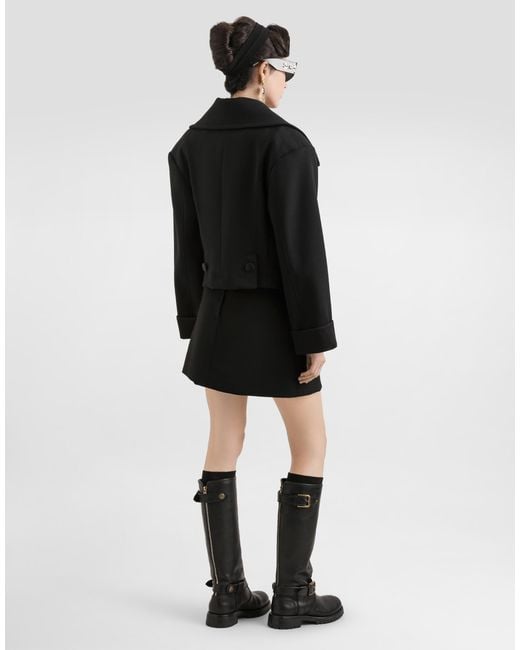 Dolce & Gabbana Black Zweireihige Jacke Aus Wolle