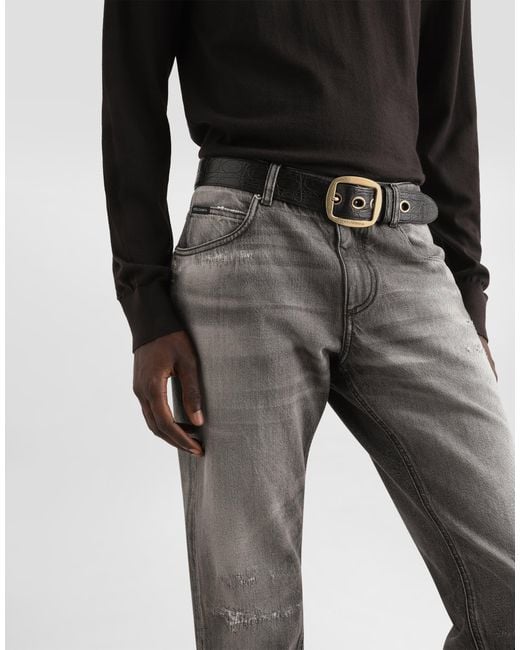 Dolce & Gabbana Gray Denim Trousers for men