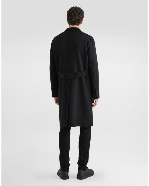 Dolce & Gabbana Black Double-Breasted Cashmere Coat for men