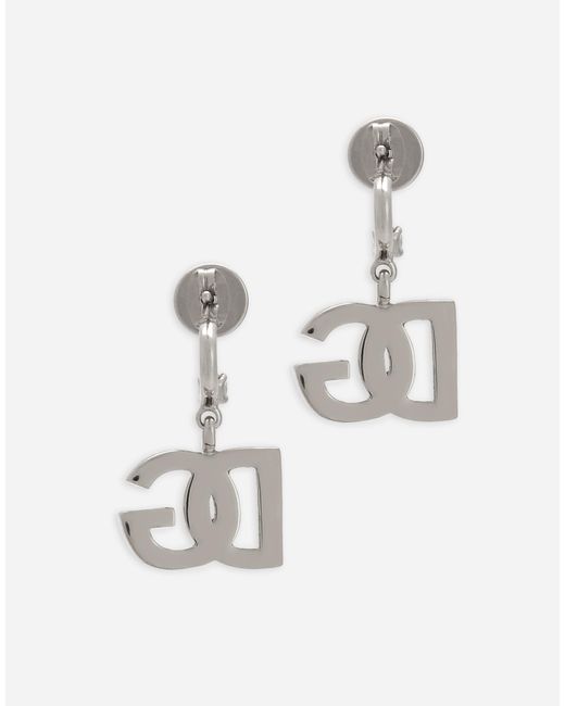 Dolce & Gabbana Metallic Dg Crystal Logo Drop Back Earrings